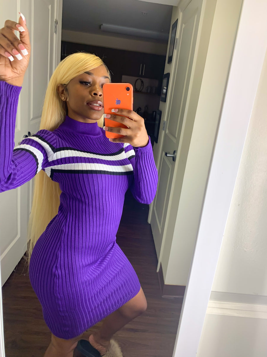 purple sweater dress She's Prepared Sweater Dress – Boss Baes Boutique