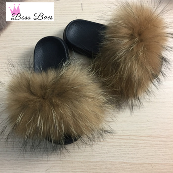Raccoon Fur Slides Boss Baes Boutique